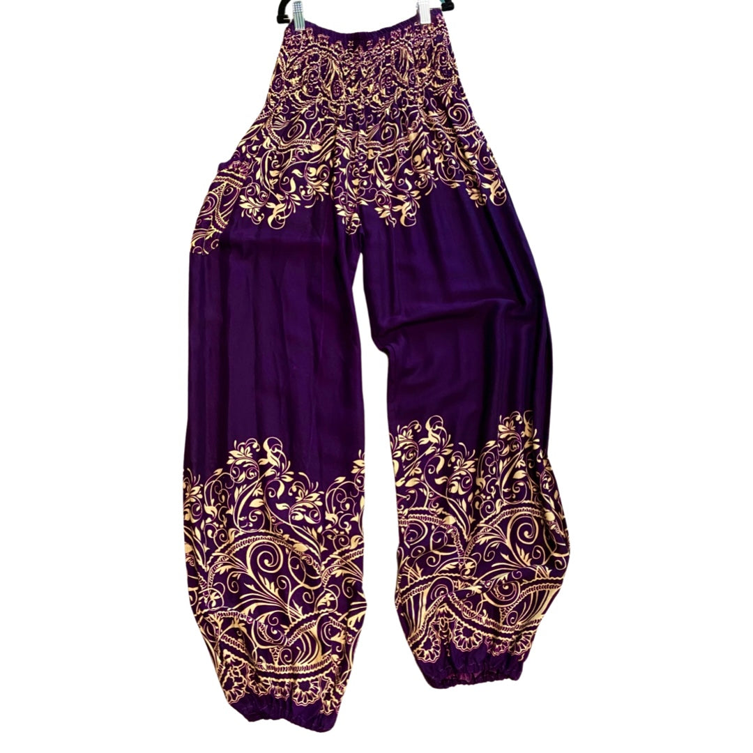 Thai Harem Pants with Decorative Vine Trim
