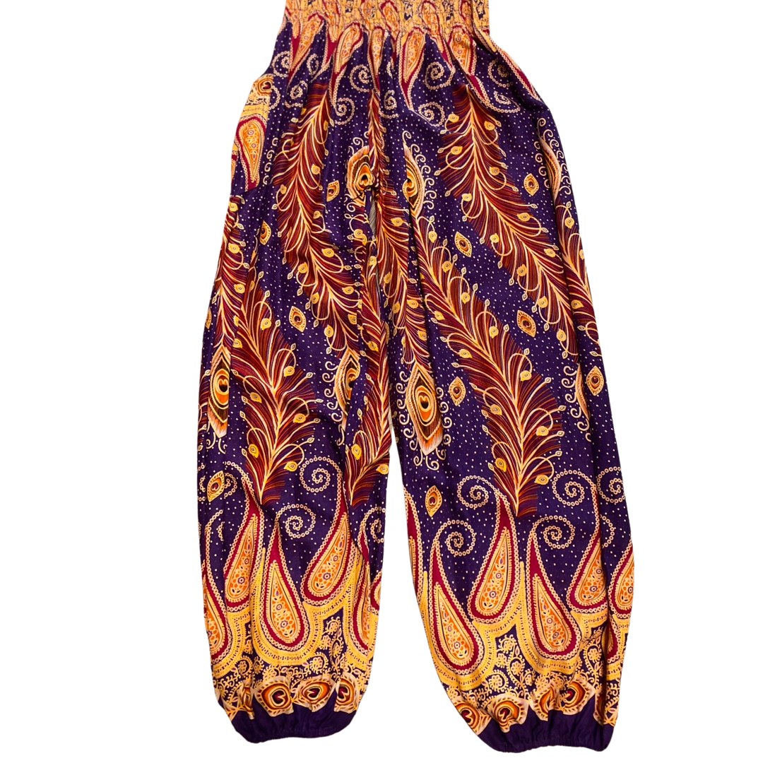 Thai Harem Pants w/ Paisley Peacock Eye Print