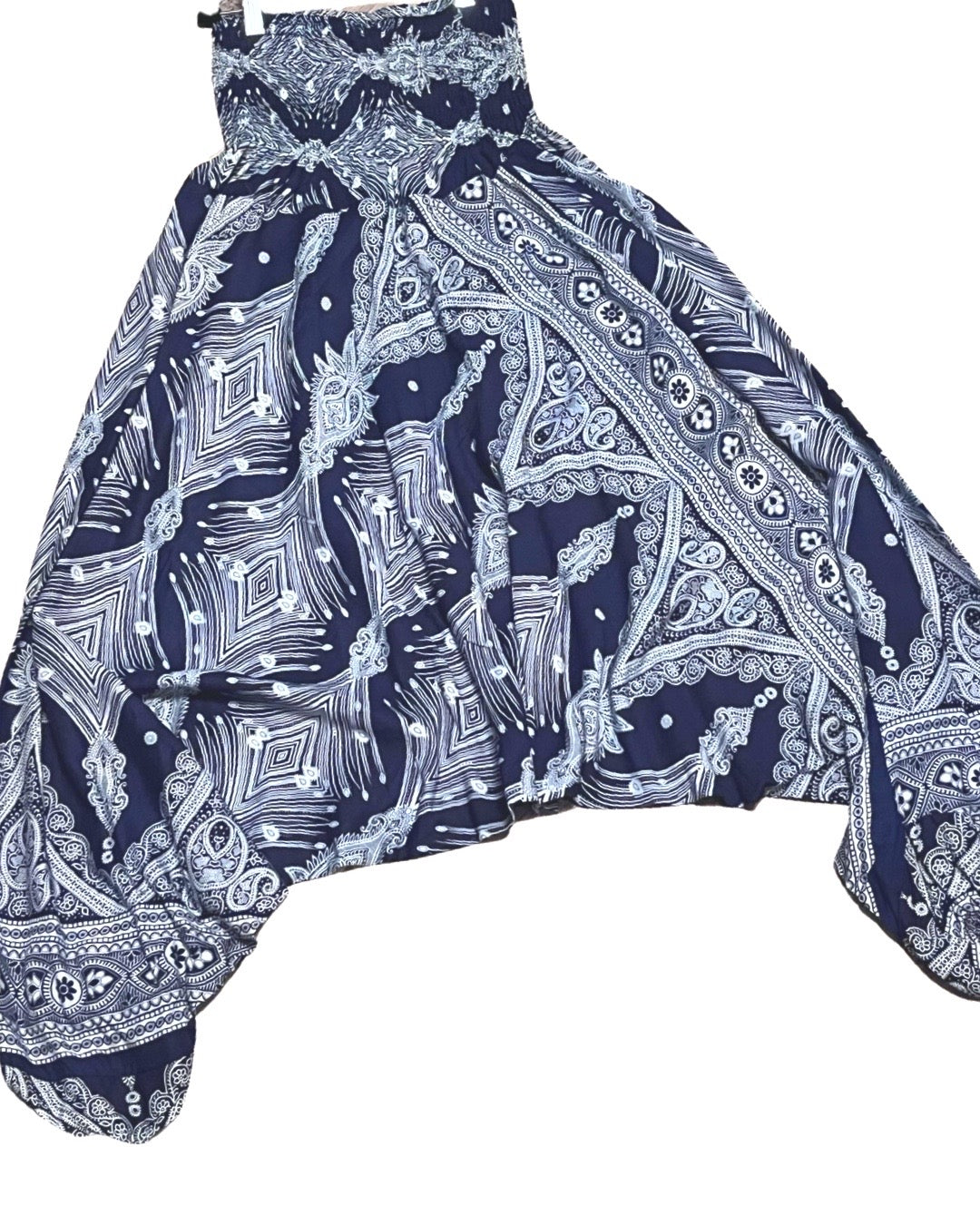 Jumpsuit Harem Pants w/ White Paisley Diamond Print