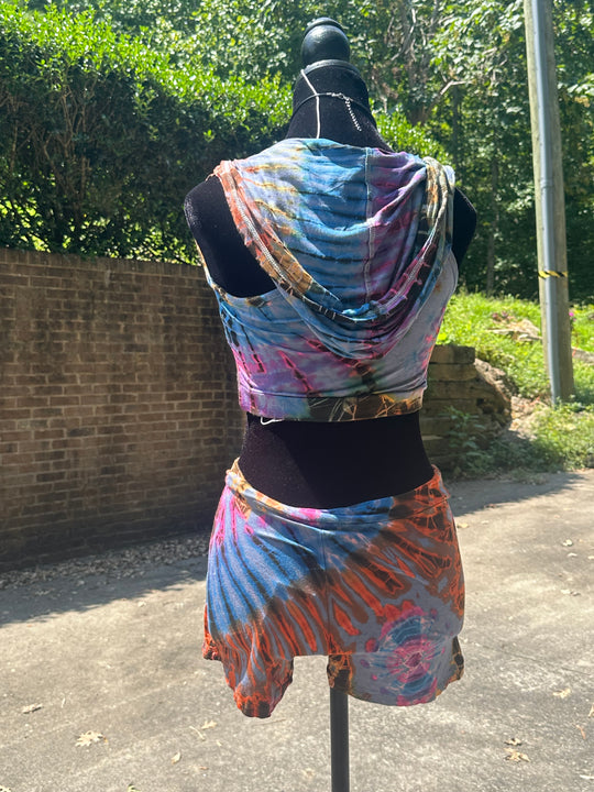 Tie Dye Shorts w/ Matching Cropped Hoodie