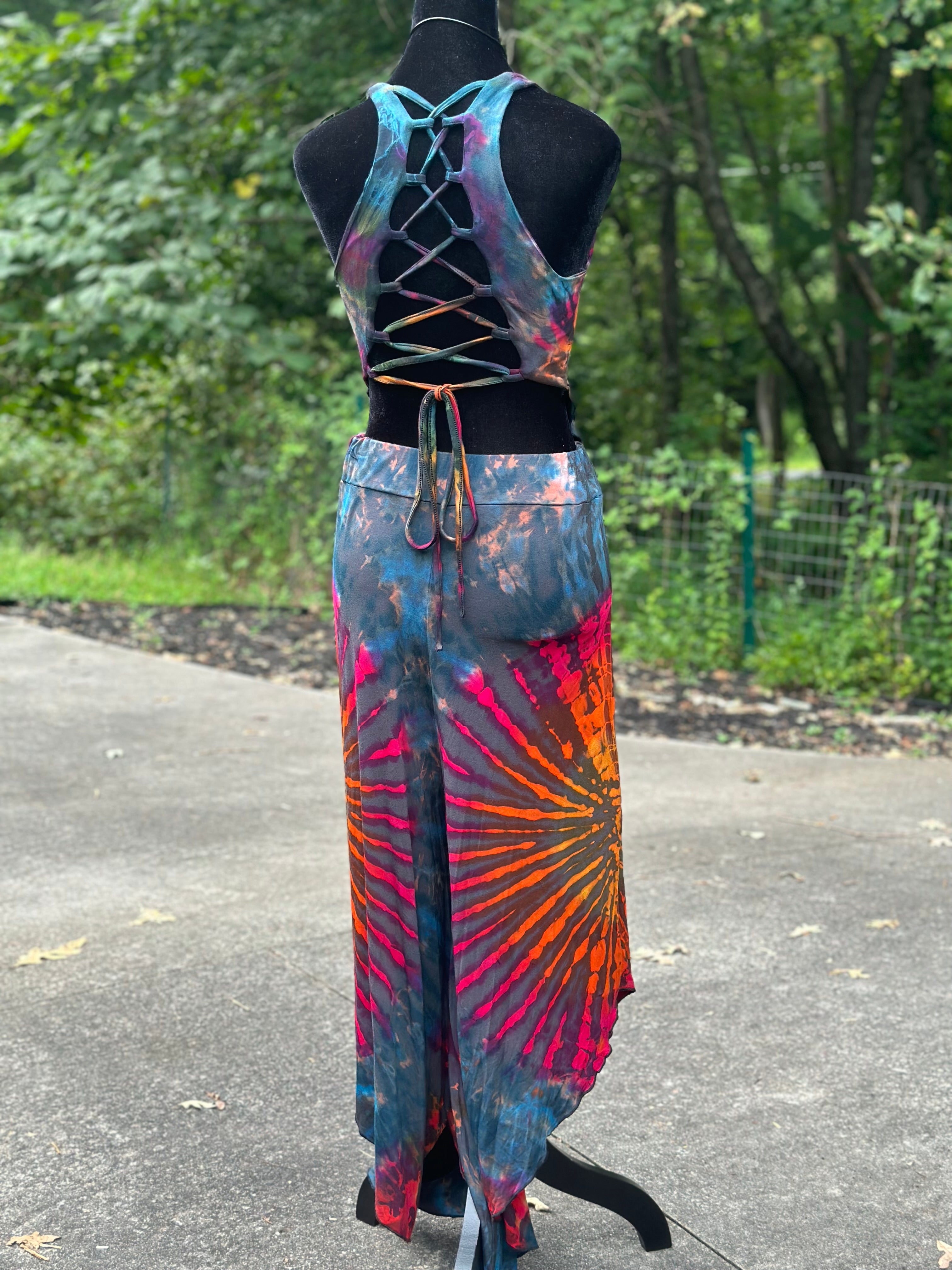 【COLOR iN ID】String ribbon over pants Flowy Tie Dye Pants w/ Slanted Sides (Mix & Match Colors