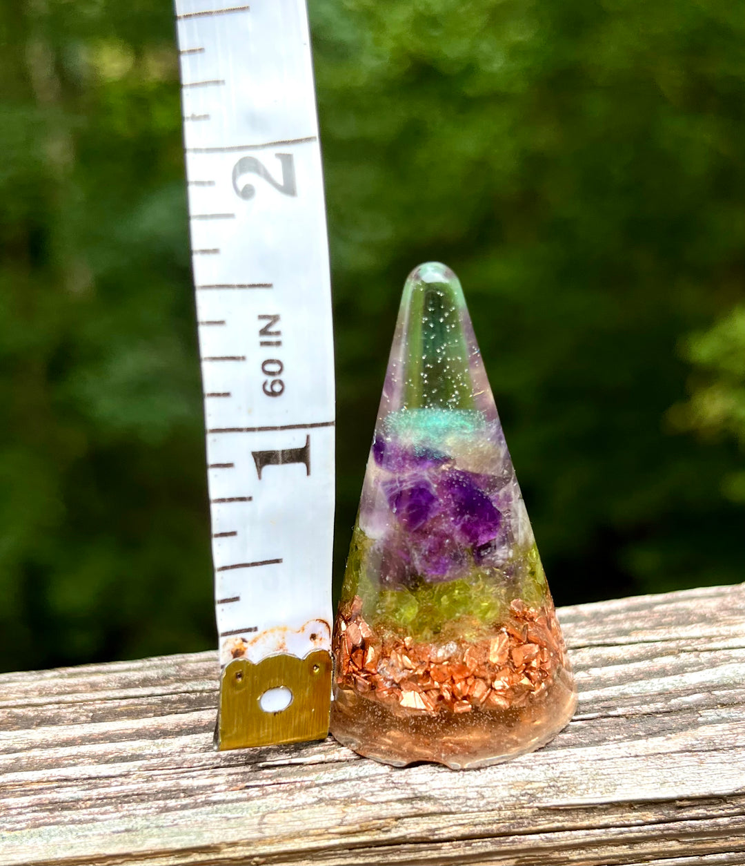 Orgonite with Amethyst, Peridot, & Copper