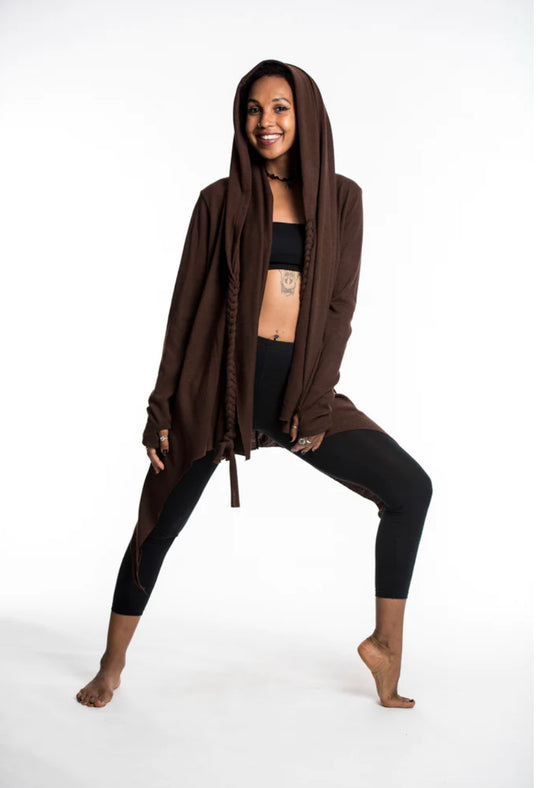 Wrap Around Hooded Cardigan Sweater