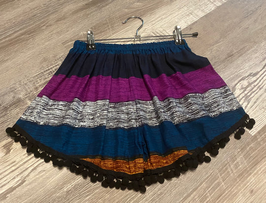 Pom Pom Shorts w/ Color Block Stripes