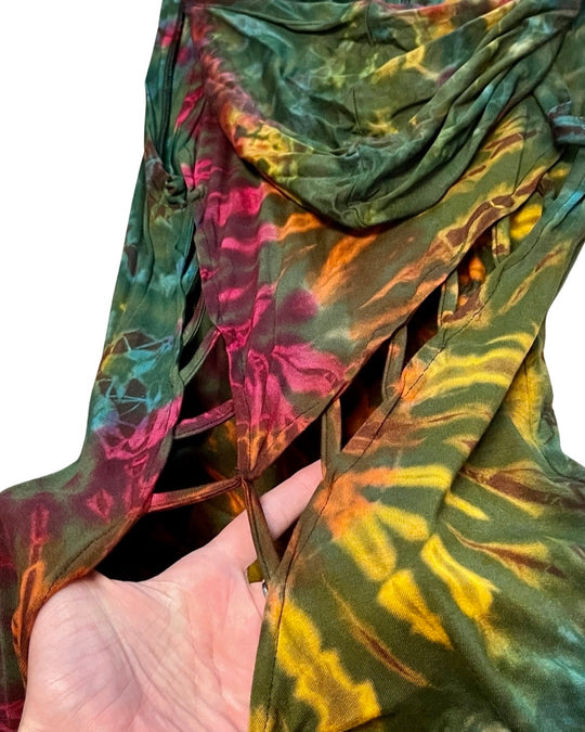 Asymmetrical Hooded Tie Dye Dress