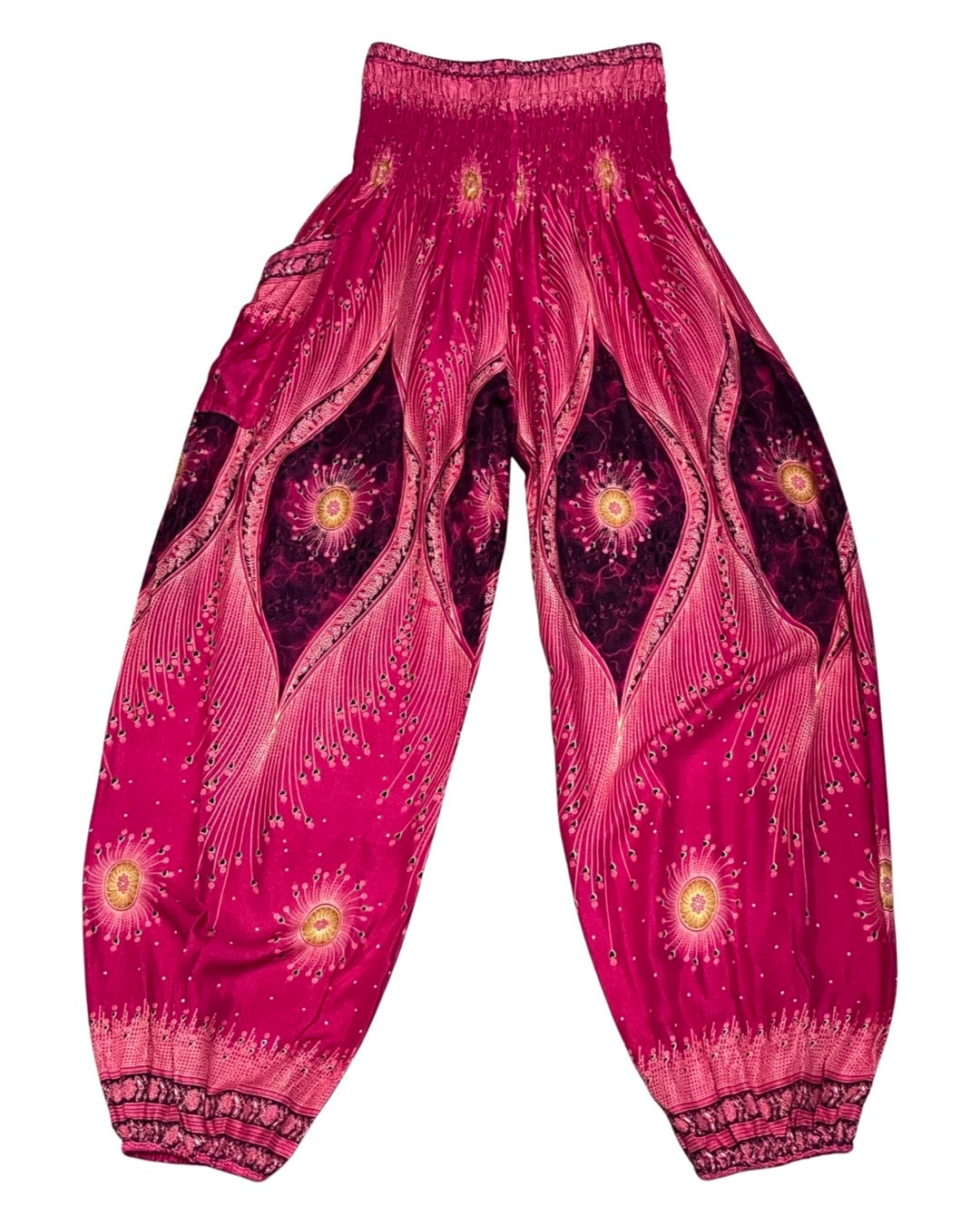 Thai Harem Pants with Diamond Feather Print