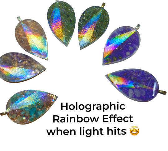 Holographic Orgone Energy Teardrop Pendants