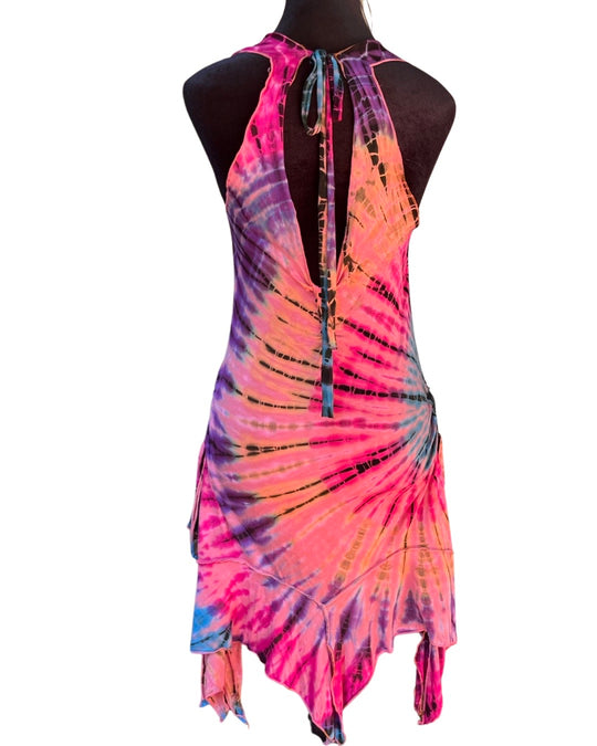 Pink Rainbow Tie Dye Pixie Dress (Small Only)