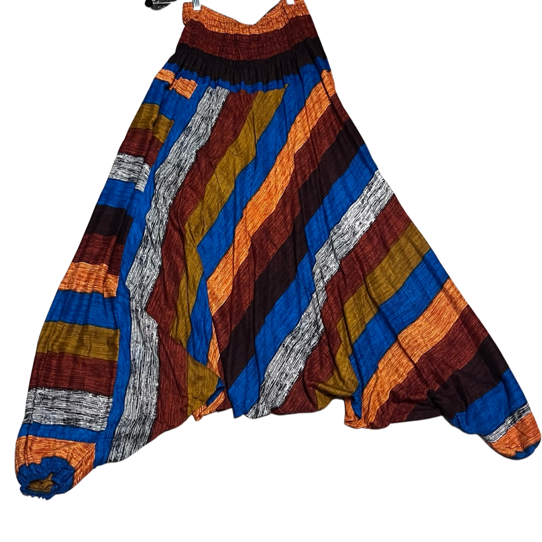 Plus Size Jumpsuit Harem Pants w/ Color Block Stripes