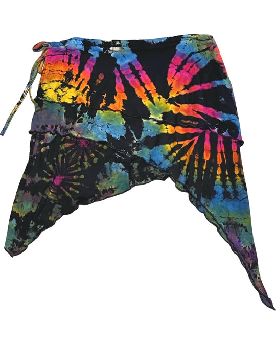 Double Angle Tie Dye Asymmetrical Pixie Skirt