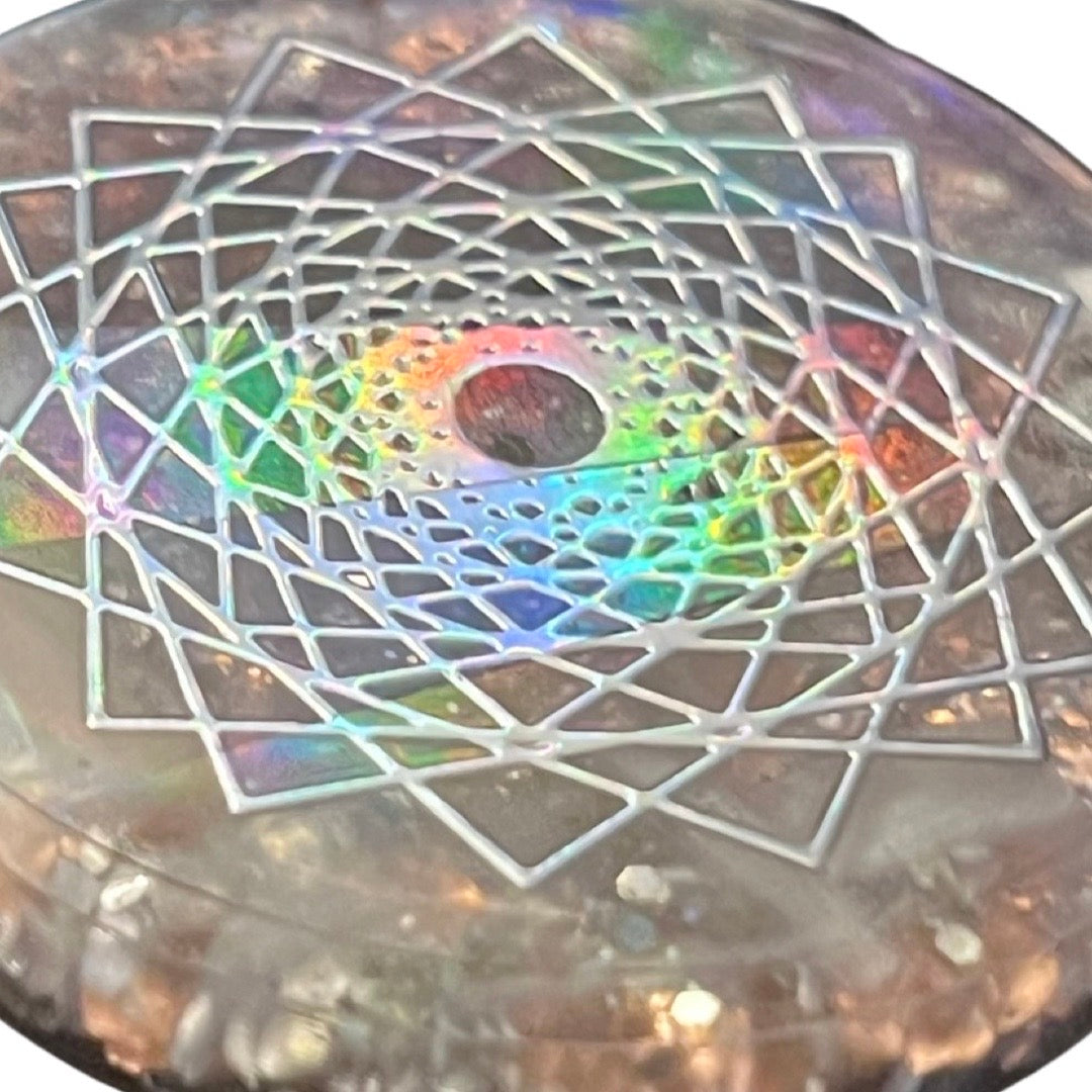 Holographic Geometric Lotus Orgonite Pendant