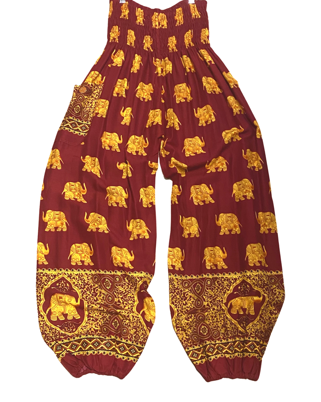 Thai Harem Pants w/ Golden Elephant Print