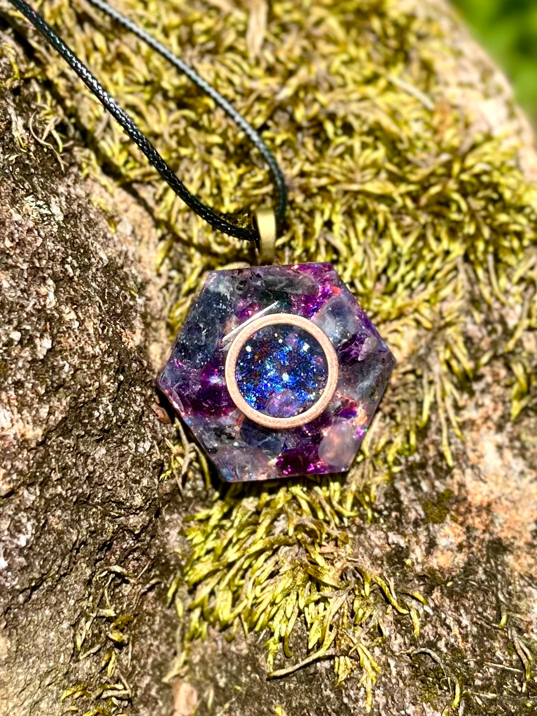 Iolite & Amethyst Orgonite Pendants