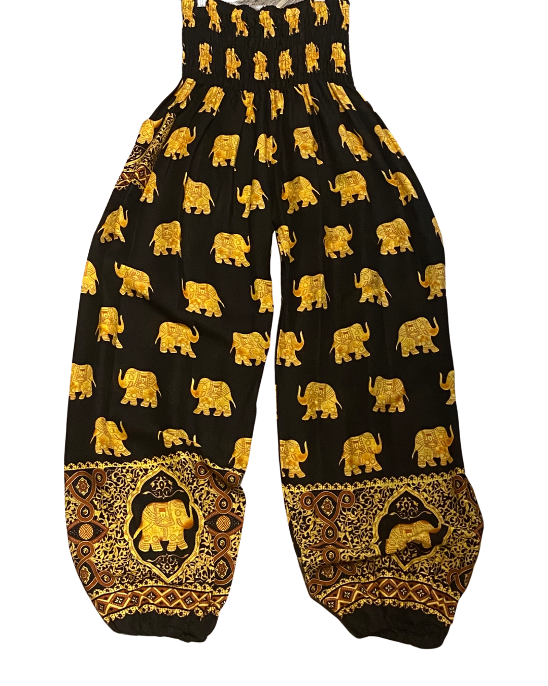 Plus Size Thai Harem Pants w/ Golden Elephant Print