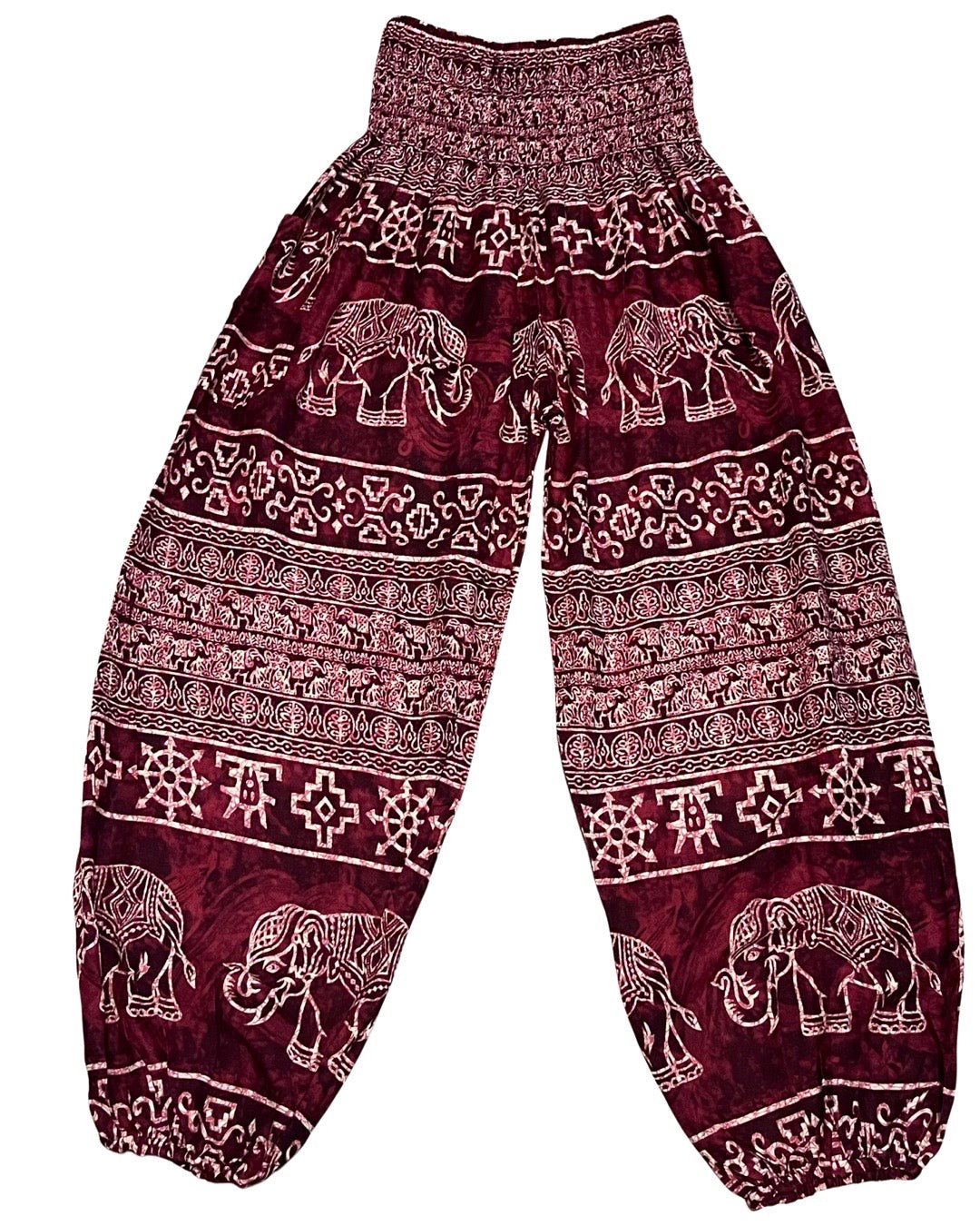 Thai Harem Pants w/ White Elephant Print
