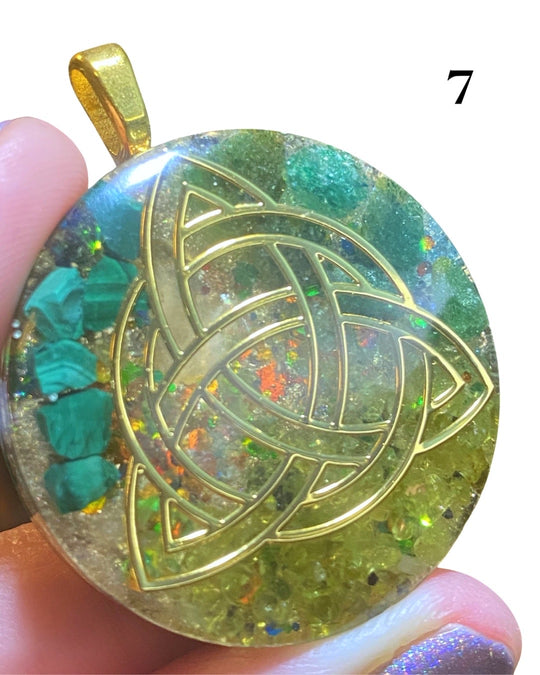 “Sacred Luck” Orgone Energy Pendants with Sacred Geometry Emblems