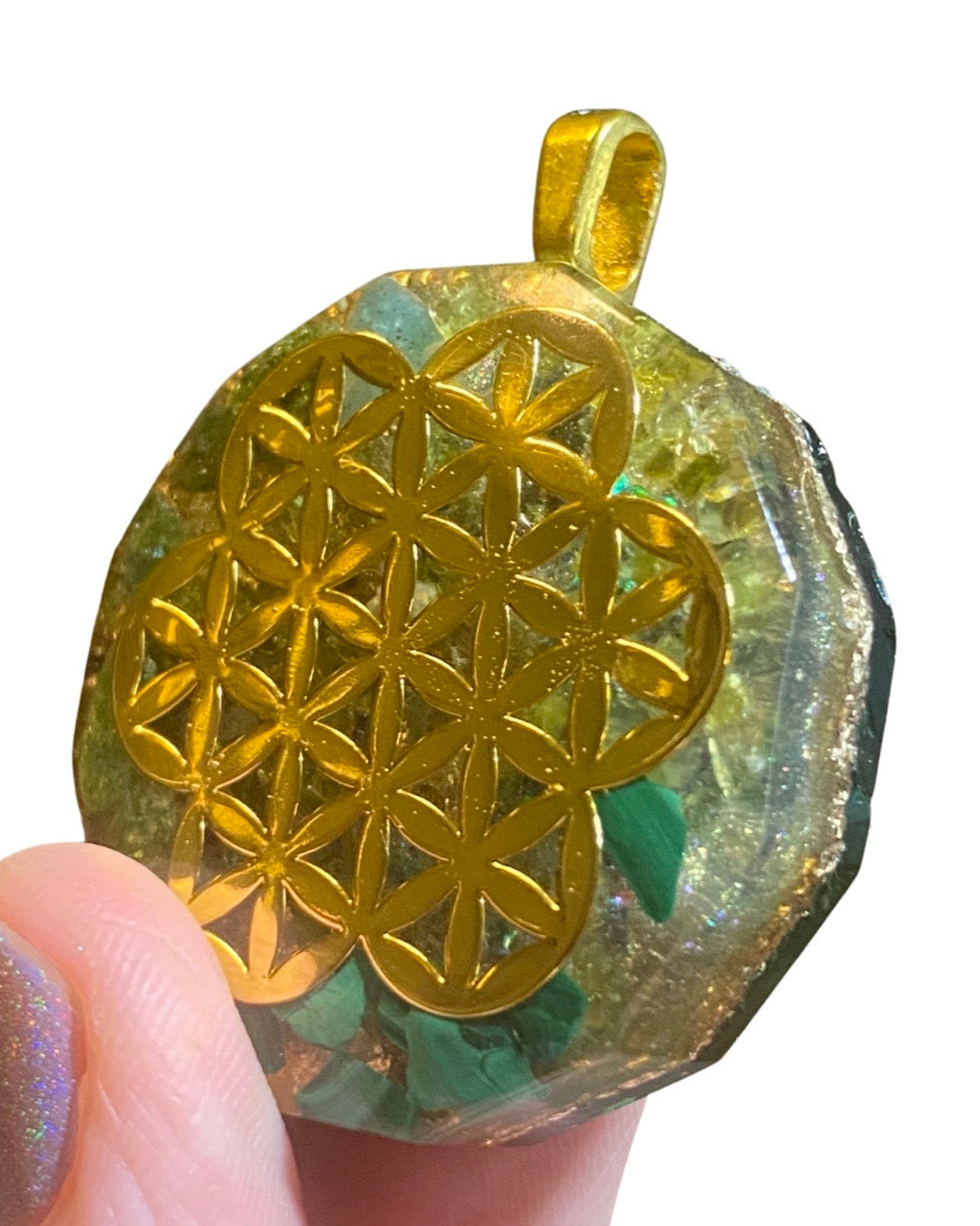 “Sacred Luck” Orgone Energy Pendants with Sacred Geometry Emblems