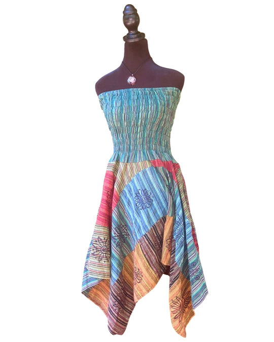 Cotton Patchwork Convertible Pixie Dress / Skirt