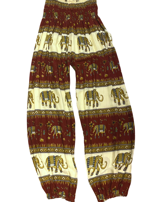 Thai Harem Pants with Elephant Walk Print