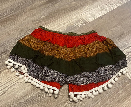 Pom Pom Shorts w/ Color Block Stripes