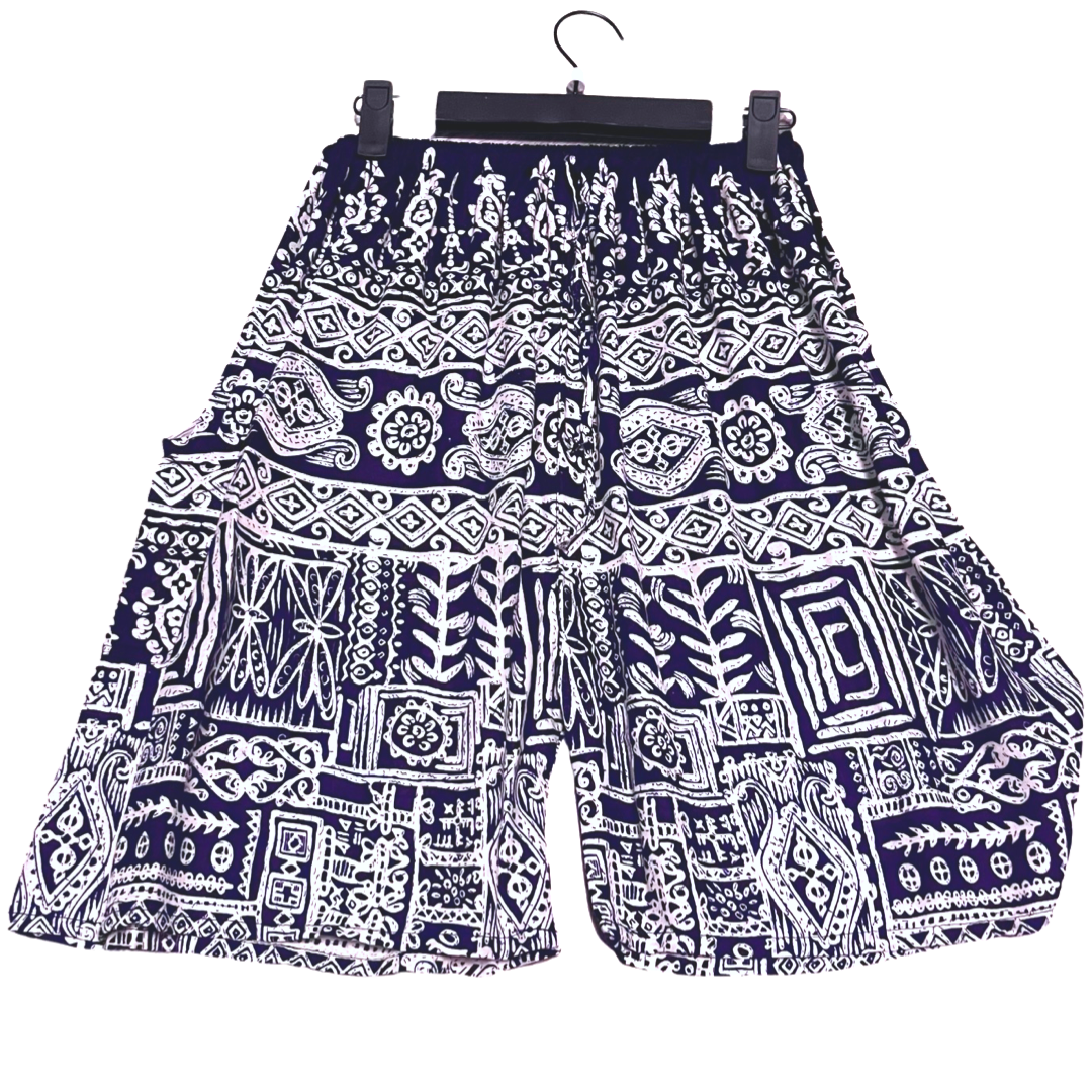 Unisex Shorts w/ White Tribal Print