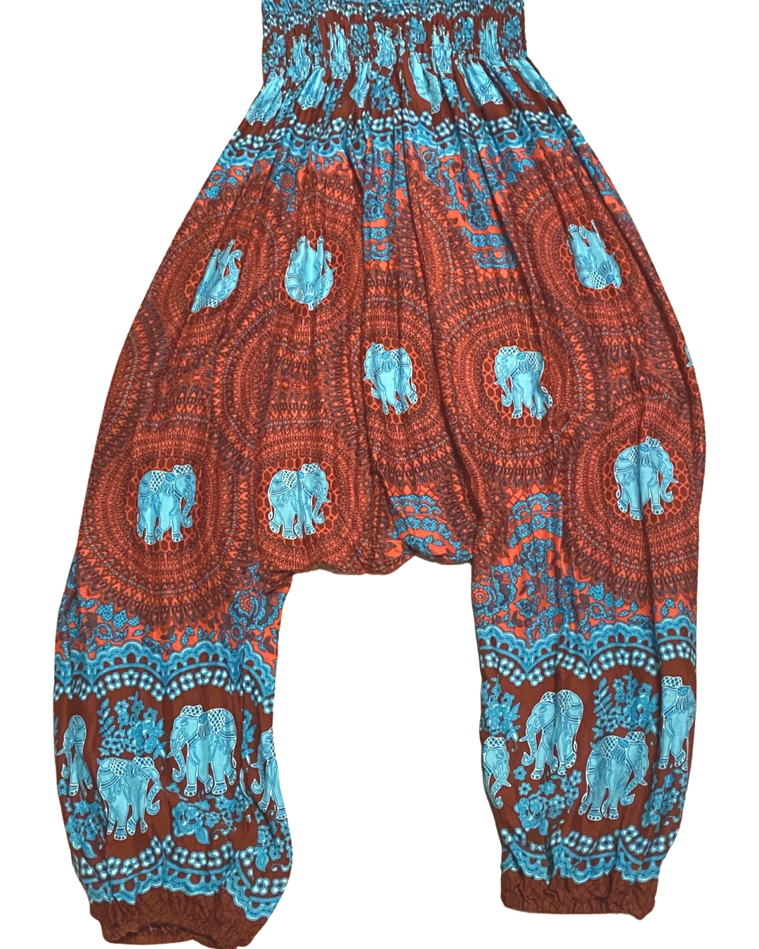 Drop Crotch Harem Pants w/ Elephant Mandala Print