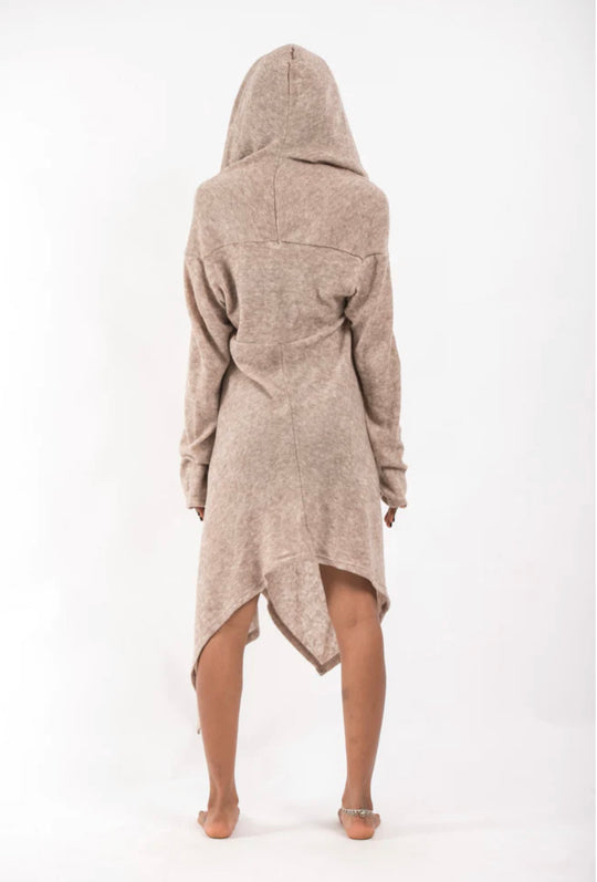 Long Pullover Hoodie Cloak with Side Button