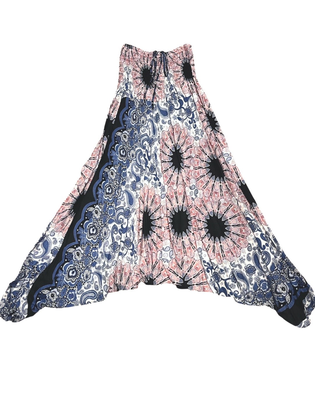 Jumpsuit Harem Pants with Pastel Floral Paisley Print