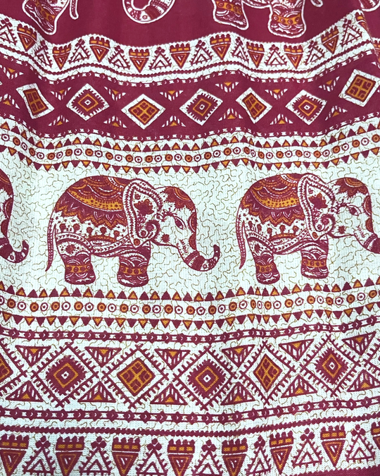 Drawstring Harem Pants w/ Elephant Print