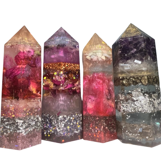 Orgonite Crystal Tower for Protection, Positivity, & Prosperity