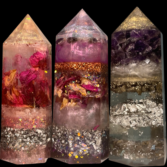 Orgonite Crystal Tower for Protection, Positivity, & Prosperity