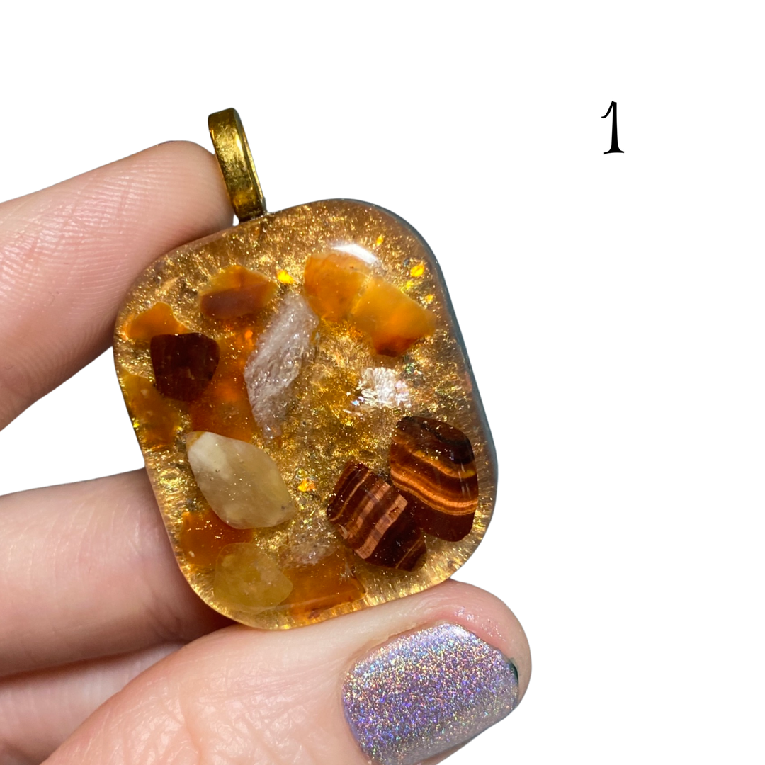 “Empowered & Rooted” Gold Color-Shift Orgone Energy Pendants