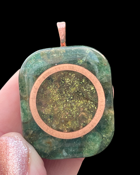 Green & Copper Orgonite Pendants